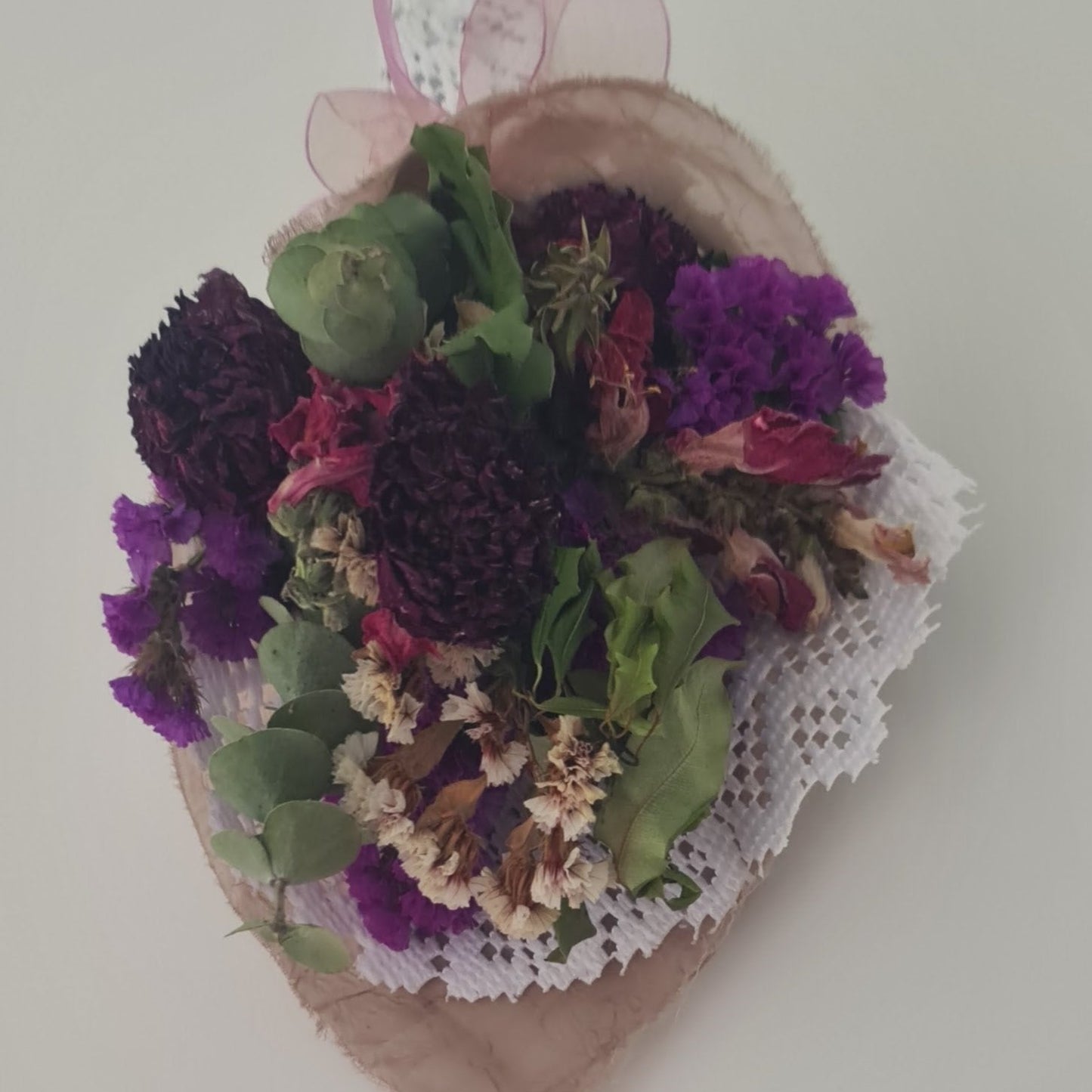 Dried Flower Bouquet Dahlias & Lace