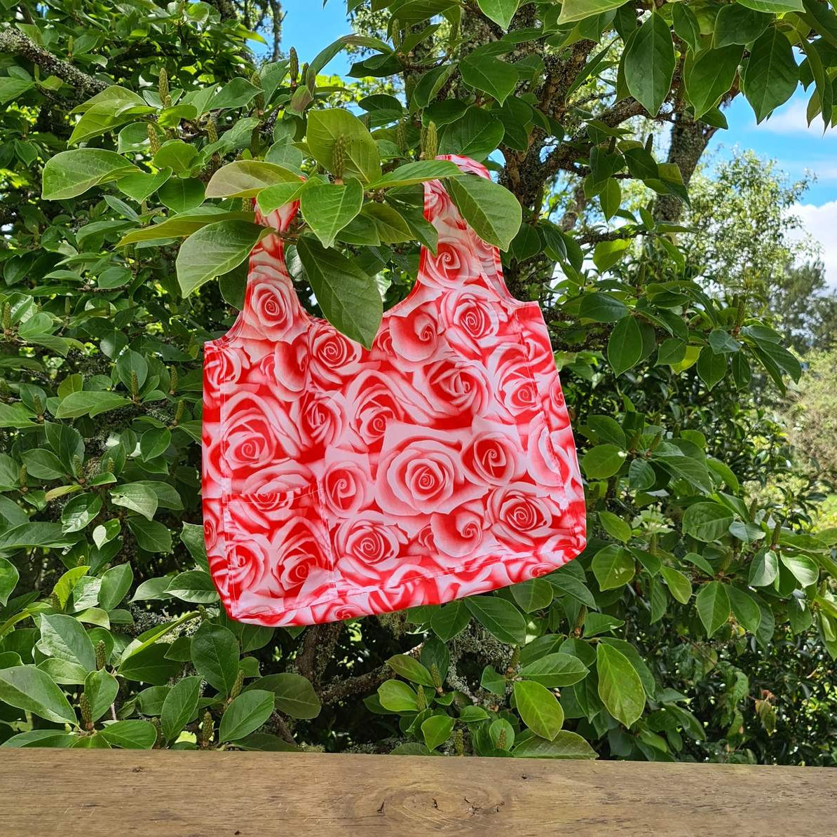 Rose Satin Shopping Bags pack of 4